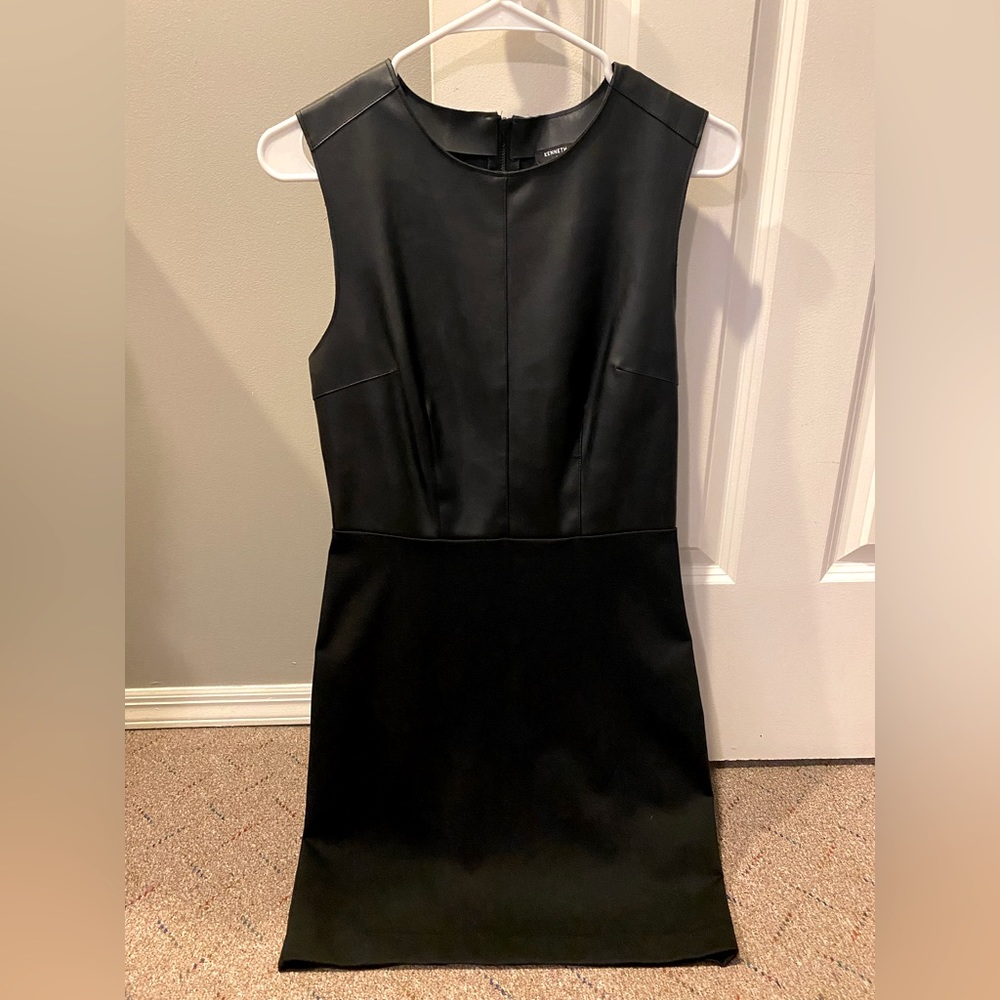 Kenneth Cole faux leather sheath dress